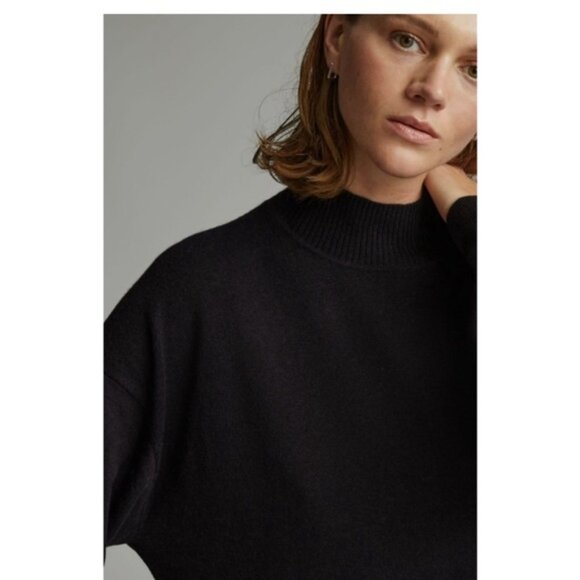 EVERLANE Pullover Mock Neck 100% Cashmere Sweater Black- Size Small - Picture 2 of 11